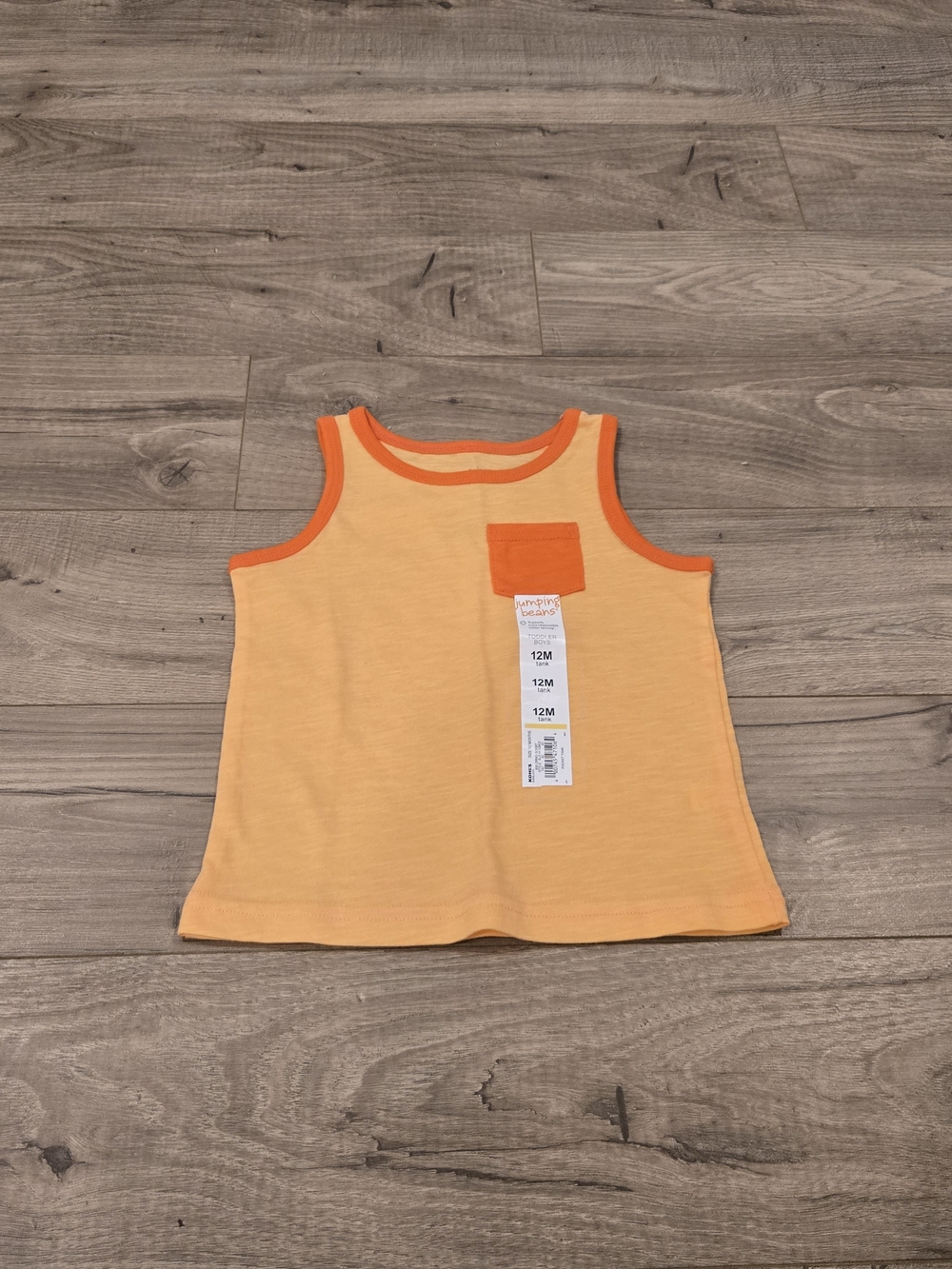 NWT Jumping Beans Toddler Boy Pocket Tank Top Orange Size 12M